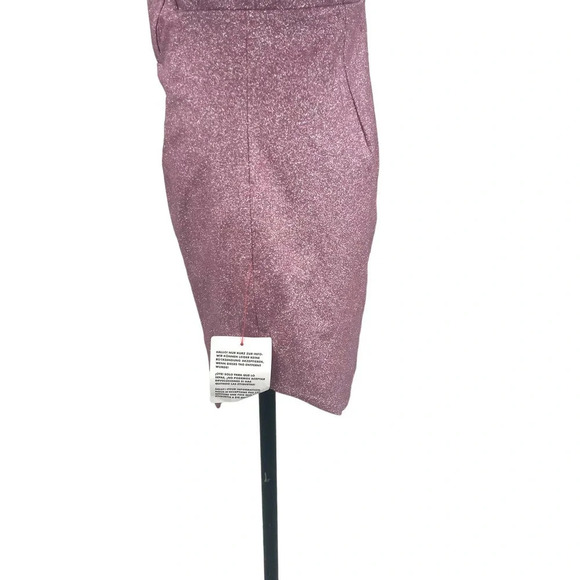 ASOS LUXE Structured One Shoulder Mini Dress in Pink Glitter Size US 6 - Picture 6 of 13